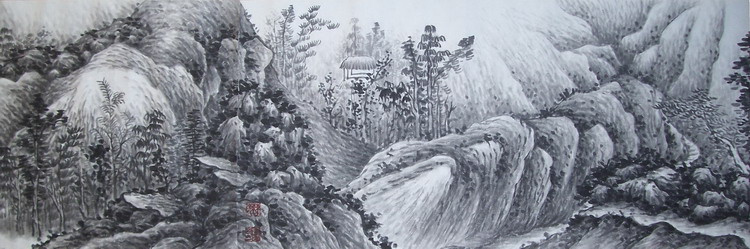 品描述                 画家曹金华精心力作--龚贤山水长卷长约13米