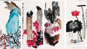 齐白石《花卉禽石》14年涨51倍