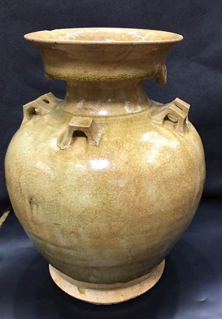 宋・古陶磁器・磁州窯・線條壺・冰裂紋・酒壺』極細工・東洋彫刻